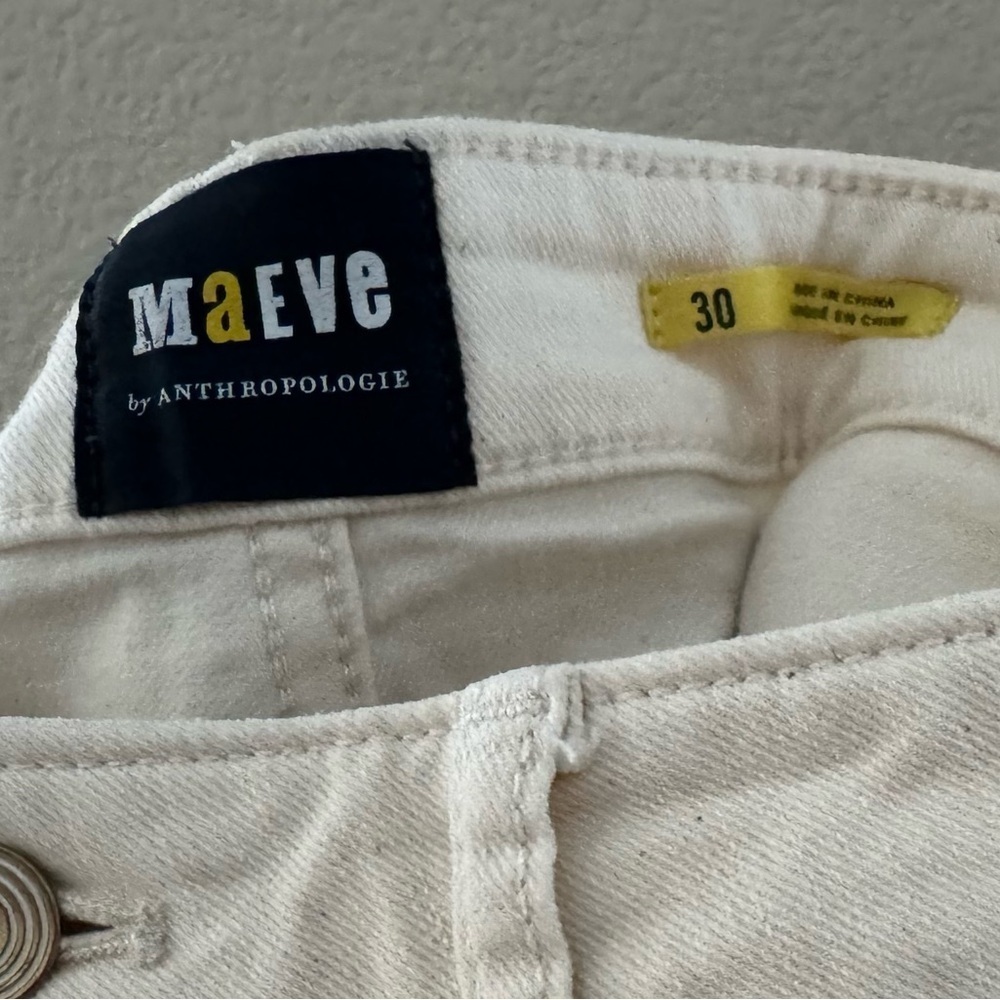 Maeve Jada Wide Leg Jeans Anthropologie 30 Cream Denim Casual Minimalist Classic - Picture 12 of 13